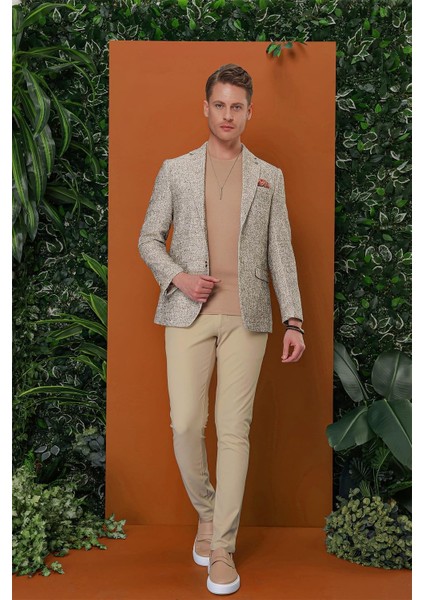 P 1120 Slim Fit Bej Spor Pantolon
