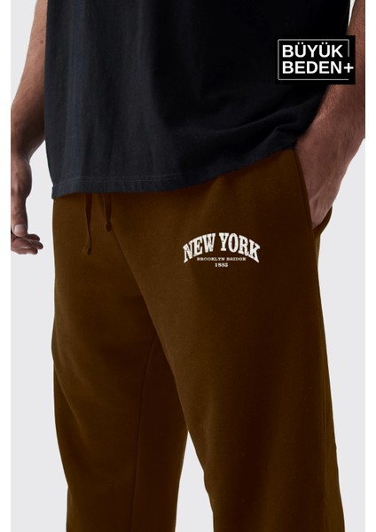 Erkek Büyük Beden Paça Lastikli New York Baskılı Ince Eşofman Altı SPR25BEA48 fiyatları