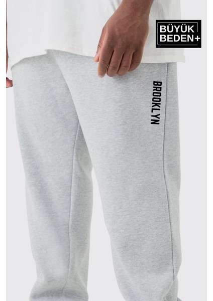Erkek Büyük Beden Paça Lastikli Brooklyn Baskılı Ince Eşofman Altı SPR25EA53 fiyatları