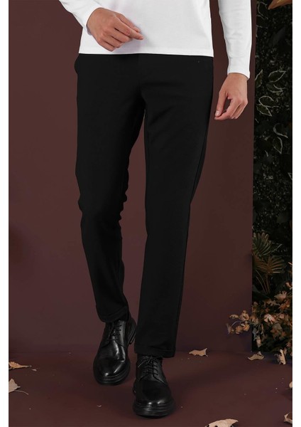 Slim Fit Yan Cepli Dokulu Esnek Casuel Siyah Pantolon P 1139 fırsatları