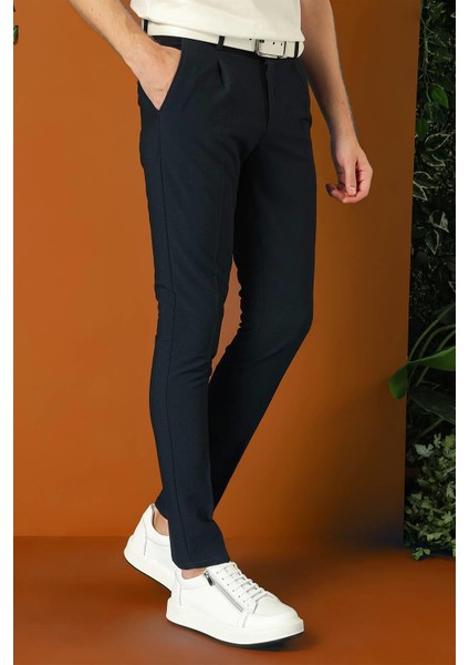 Comfort Fit Gofre Kumaş Pileli Pamuk Casuel Lacivert Pantolon P 1148 indirimleri