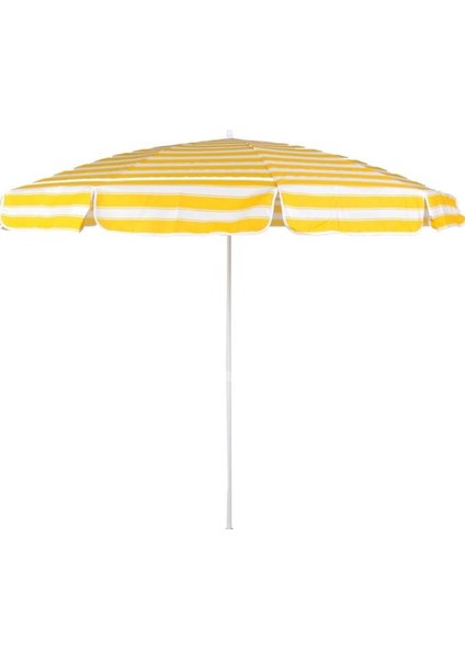 Plaj Şemsiyesi 200 cm Çap Sarı Beyaz Renkli 8 Telli Eğim Verilebilir