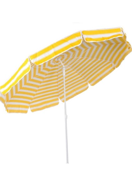 Plaj Şemsiyesi 200 cm Çap Sarı Beyaz Renkli 8 Telli Eğim Verilebilir fiyatları