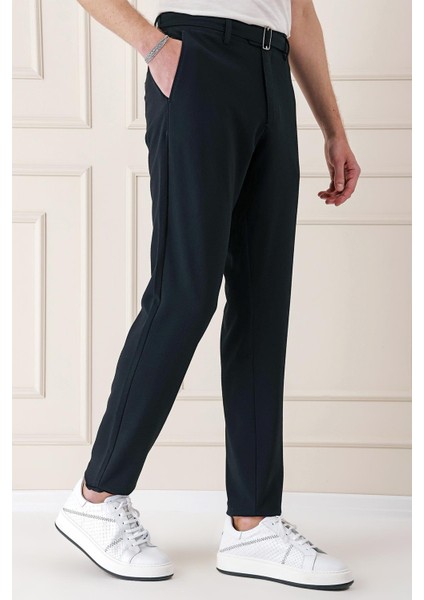 Comfort Fit Belden Kumaş Kemerli Pamuk Lacivert Jogger Pantolon P 1154 modelleri