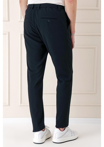 Comfort Fit Belden Kumaş Kemerli Pamuk Lacivert Jogger Pantolon P 1154 fırsatları