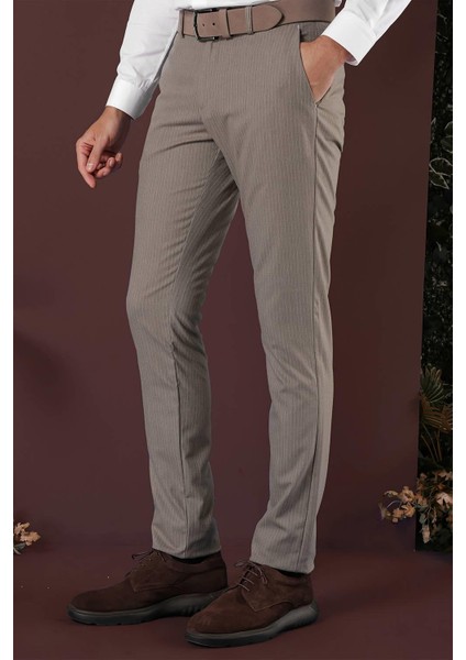 P 1136 Slim Fit Bej Klasik Pantolon fırsatları
