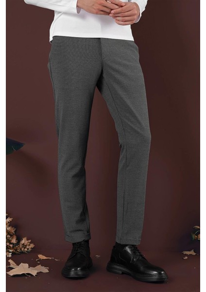 Slim Fit Yan Cepli Dokulu Esnek Casuel Antrasit Pantolon P 1139 modelleri
