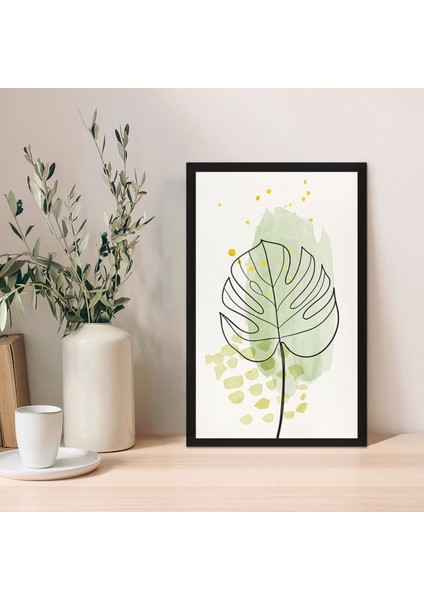 1 Adet Yeşil Tüylü Ahşap Mdf Çerçeve Görünümlü Mdf Tablo