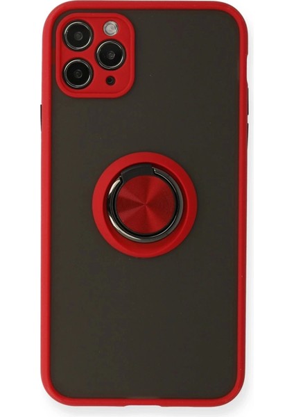 Newface iPhone 11 Pro Kılıf Montreal Yüzüklü Silikon Kapak - Kırmızı