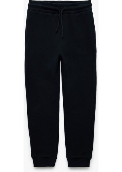 Pamuklu Beli Bağcıklı Dokulu Basic Jogger Okul Eşofman Altı