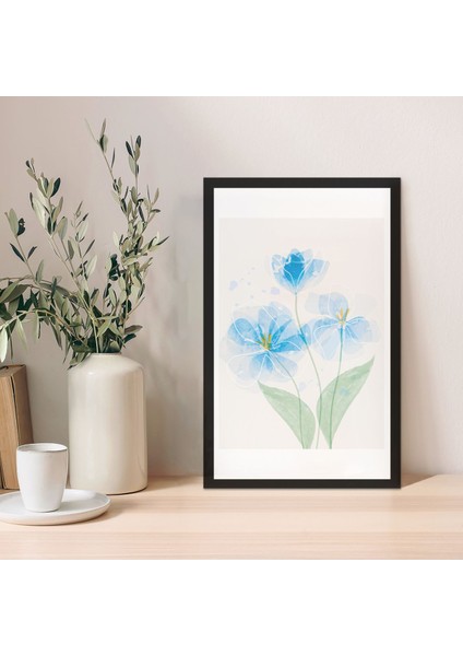 1 Adet Krem Mdf Zeminli Koyu Gri Minimal Mdf Çerçeve Görünümlü Mdf Tablo