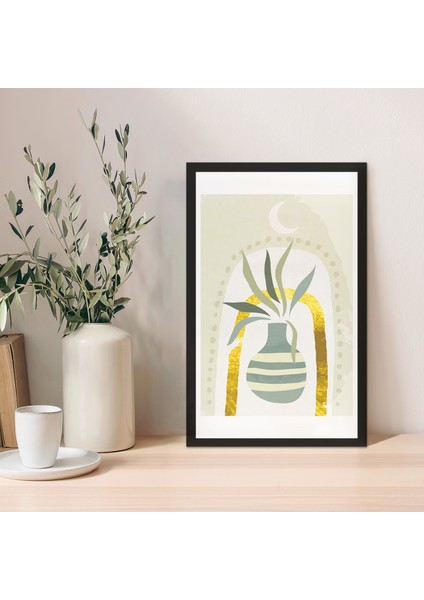 1 Adet Krem Mdf Zeminli Krem Minimal Mdf Çerçeve Görünümlü Mdf Tablo