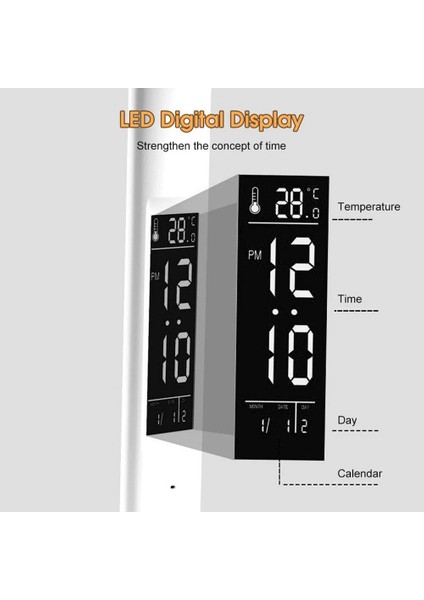 Ht-30 Çok Işlevli Şarjlı Dokunmatik LED Masa Lambası Dijital Saat Ayarlanabilir Çift Kafa Sarı Beyaz Işık Kalemlik 3 Mod indirimleri