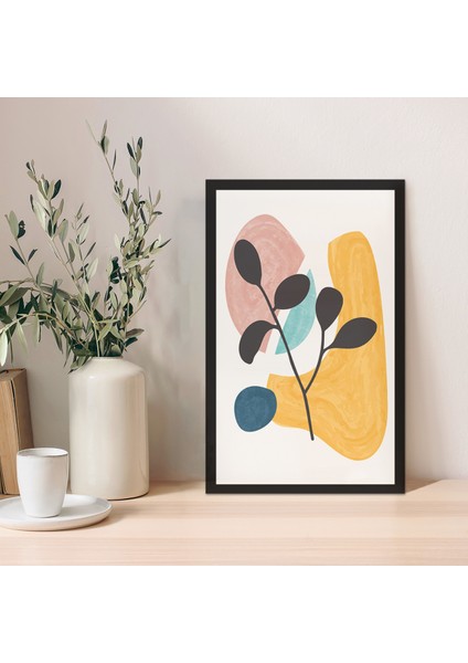 1 Adet Bej Mdf Zeminli Krem Soyut Mdf Çerçeve Görünümlü Mdf Tablo