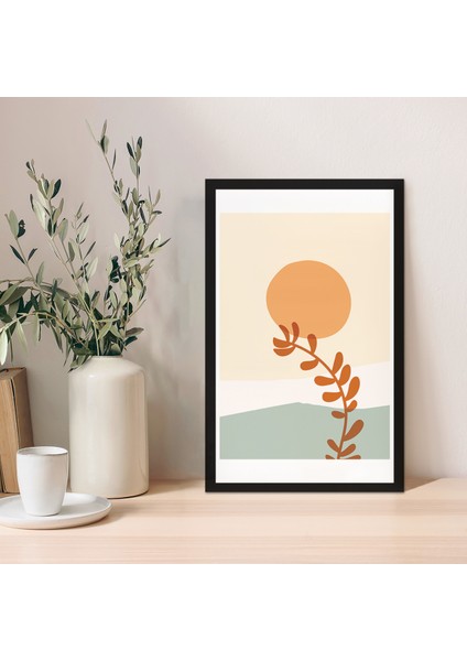 1 Adet Antrasit Mdf Zeminli Açık Bej Doğal Mdf Çerçeve Görünümlü Mdf Tablo