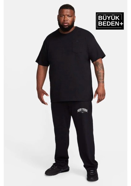 Erkek Büyük Beden New York Baskılı Ince Eşofman Altı SPR25BEA47