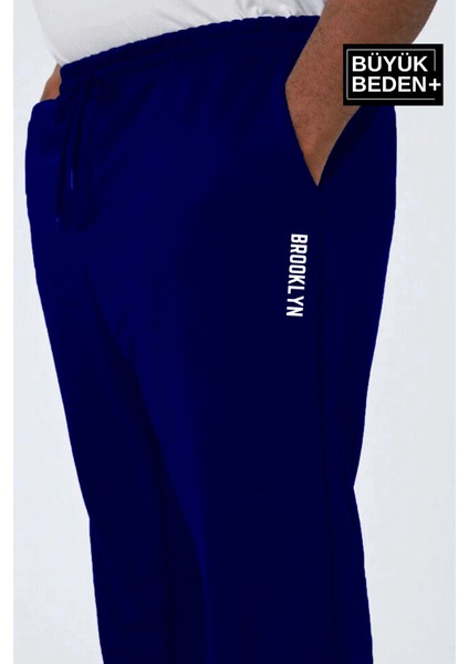 Erkek Büyük Beden Paça Lastikli Brooklyn Baskılı Ince Eşofman Altı SPR25EA53