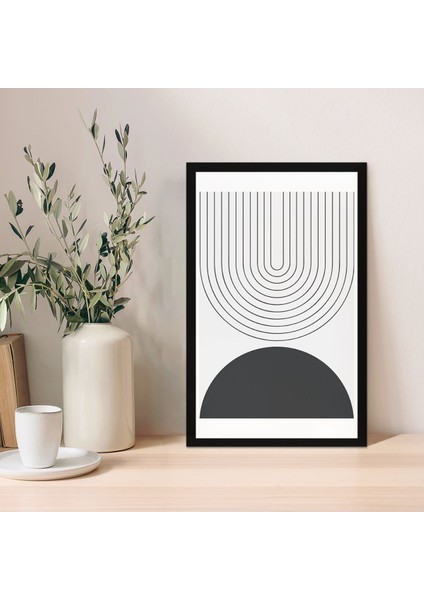 1 Adet Mavi Mdf Zeminli Koyu Gri Minimal Mdf Çerçeve Görünümlü Mdf Tablo