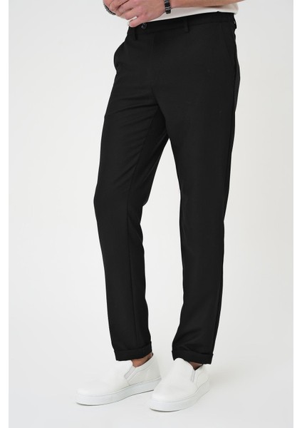 Comfort Fit Beli Lastikli Dokulu Siyah Jogger Pantolon P 1186 modelleri
