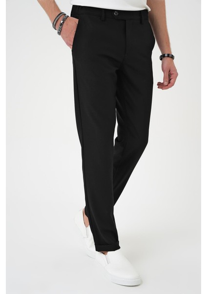 Comfort Fit Beli Lastikli Dokulu Siyah Jogger Pantolon P 1186 indirimleri