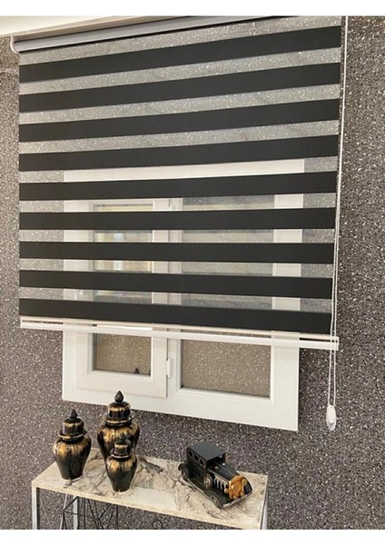 Ithal Bambu Siyah Zebra Stor Perde Eteği Düz (1.kalite Alüminyum Kasa Metal Ayak fırsatları