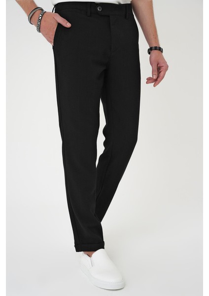 Comfort Fit Beli Lastikli Siyah Jogger Pantolon P 1179 modelleri
