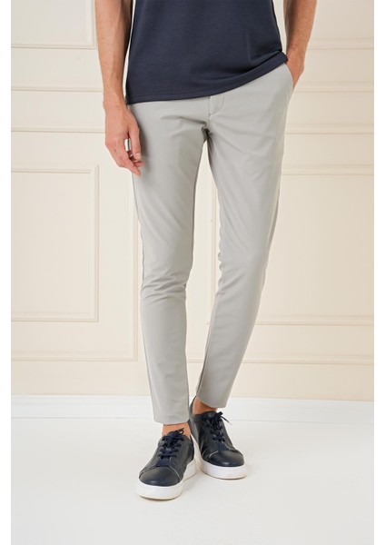 Slim Fit Yan Cepli Düz Esnek Casual Çağla Pantolon P 1144