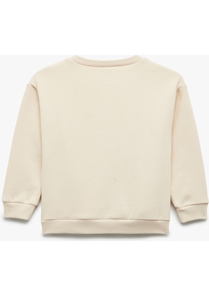 Uzun Kollu Şardonlu Bisiklet Yaka Baskılı Sweatshirt fiyatları