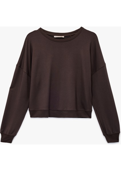 Rahat Kalıp Uzun Kollu Bisiklet Yaka Pijama Üstü