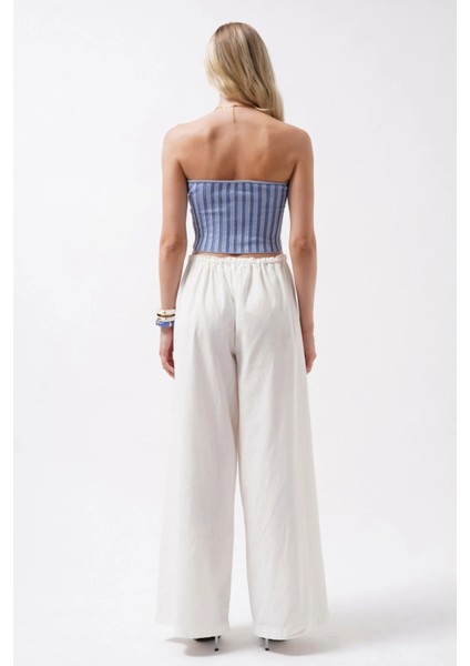 Straplez Fitilli Mavi Crop fiyatları