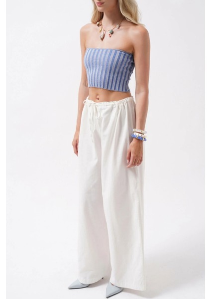 Straplez Fitilli Mavi Crop fırsatları