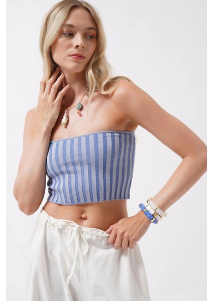 Straplez Fitilli Mavi Crop