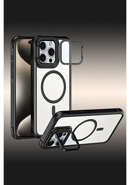 iPhone 11 Pro Max Uyumlu Standlı Kamera Kısmı Cam Korumalı Arkası Mat Renkli Magsafe Kılıf fiyatları