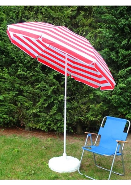 Plaj Şemsiyesi 8 Telli Kırmızı Beyaz Renkli 200 cm Çap Eğim Verilebilir indirimleri