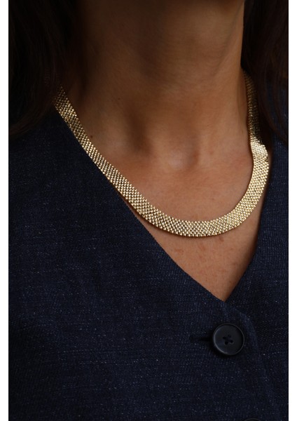 14 Ayar Altın Ince Hasır Örgü Kolye fırsatları