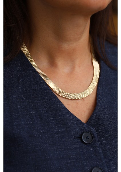 14 Ayar Altın Ince Hasır Örgü Kolye indirimleri