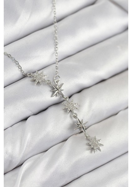 316L Çelik Yıldız Model Gümüş Renk Kadın Kolye - Lisinya