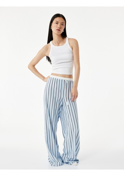 Viskon Kumaş Rahat Kalıp Lastik Detaylı Çizgili Pijama Altı fiyatları