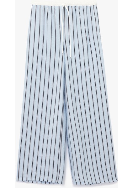 Viskon Kumaş Rahat Kalıp Lastik Detaylı Çizgili Pijama Altı modelleri