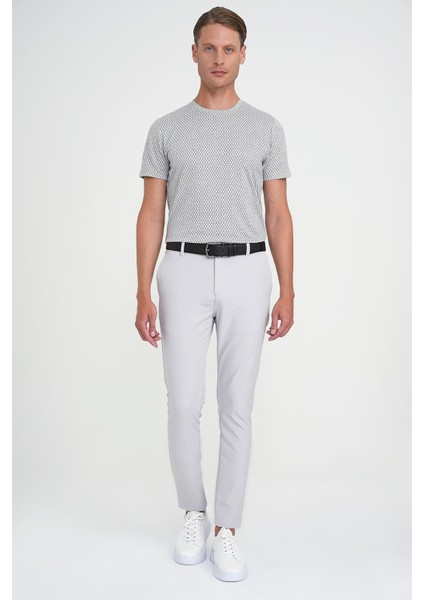 Slim Fit Yan Cepli Esnek Düz Koyu Taş Pamuk Pantolon P 1197