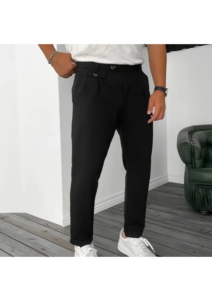 Erkek Belden Düğmeli Cepli Dokuma Pantolon modelleri