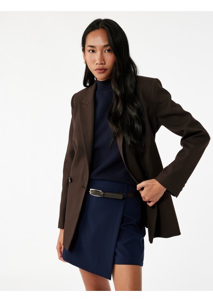 Slim Fit Kemerli Kruvaze Mini Şort Etek