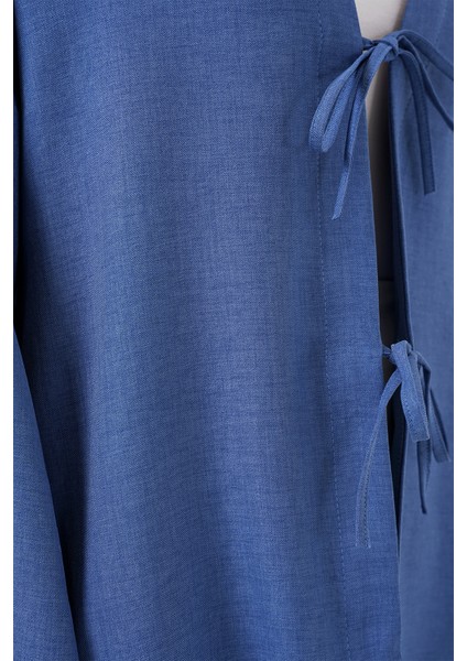 Keten Tesettür Kimono 5968 - Indigo indirimleri