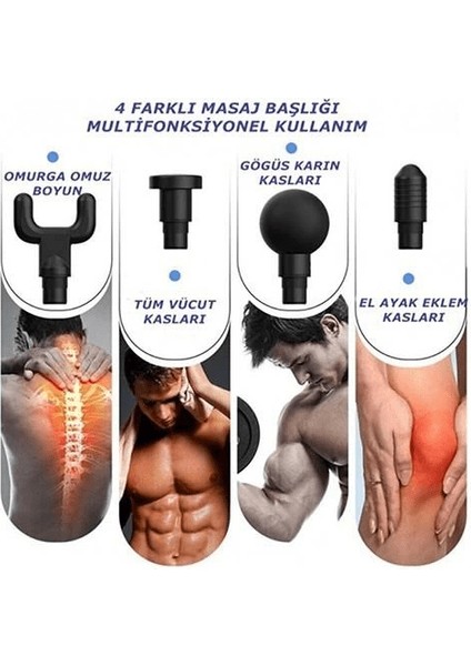 Darbeli Titreşimli Tabanca Masaj Aleti Kas Rahatlatıcı 4 Başlıklı Şarjlı Göbek Eritme Cihazı Zayıflama ve Selülit Giderme ( Lisinya ) fiyatları