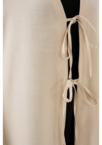 Keten Tesettür Kimono 5968 - Krem indirimleri