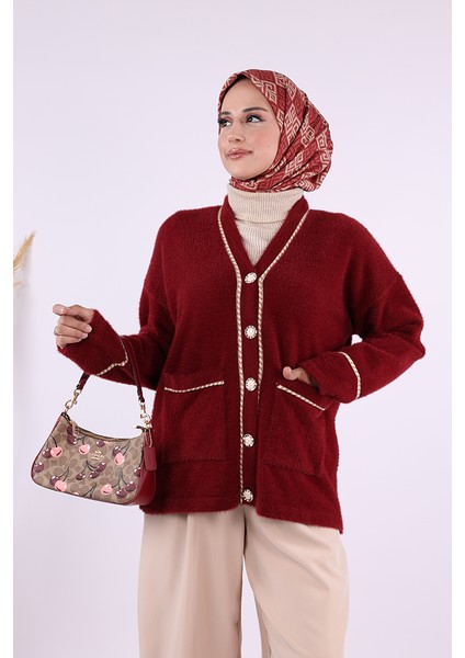 12620 Inci Detay Sakallı Hırka Bordo indirimleri