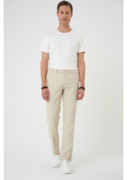 Comfort Beli Lastikli Rayon Karışımlı Krem Jogger Pantolon P 1194