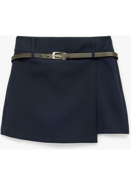 Slim Fit Kemerli Kruvaze Mini Şort Etek modelleri