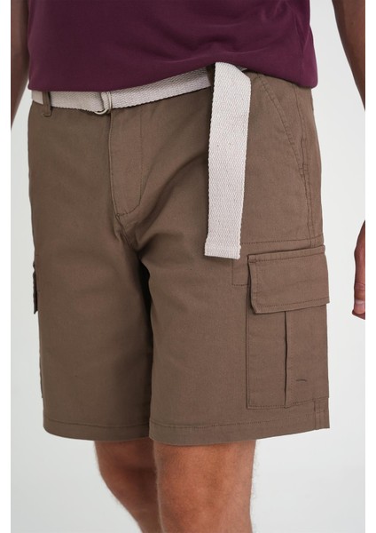 Comfort Fit Beli Kemerli Kargo Cep Pamuk Casuel Toprak Şort Bermuda 039 modelleri