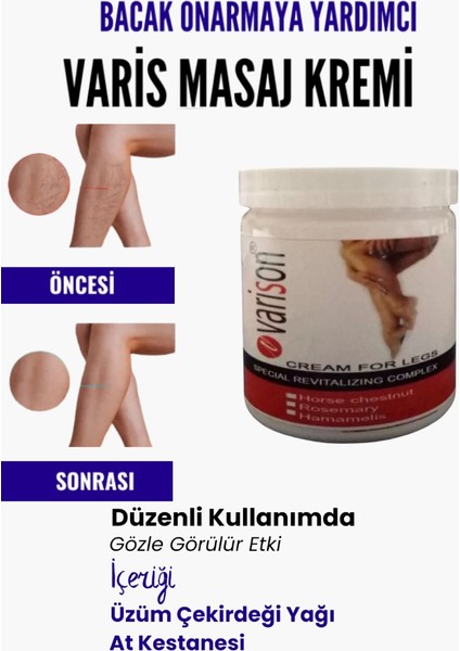 Var.is Bölgesi Için Bacak Onarmaya Yardımcı ve Besleyici Varison Masaj Kremi 200 ml